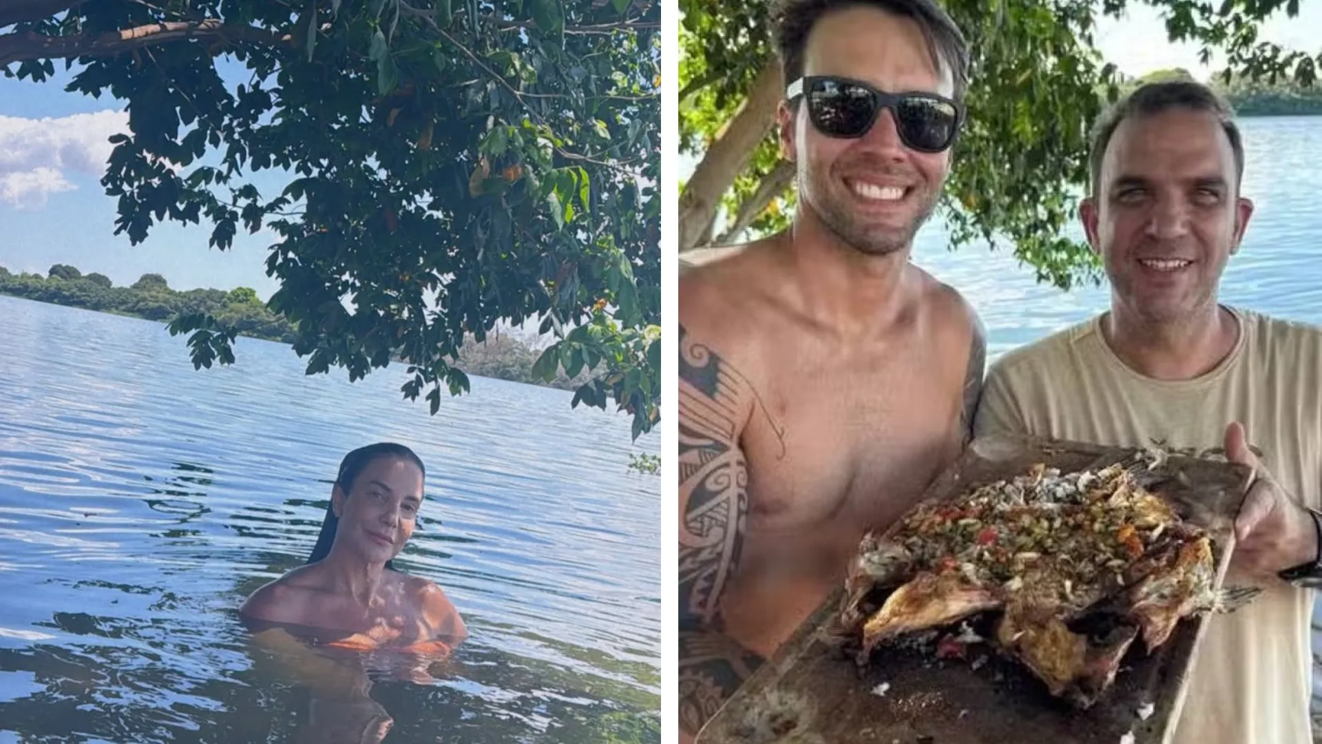 Ivete curte feriado e toma banho de rio ao lado do marido em Juazeiro