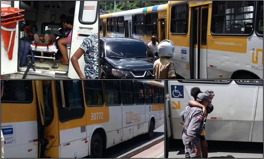 ENGAVETAMENTO: Acidente envolvendo três ônibus deixa feridos no bairro do Lobato