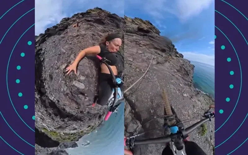 Queda Quase Vira Tragédia Ciclista Quase Cai De Penhasco Durante Passeio De Bicicleta/Foto: Reprodução/Rede Social