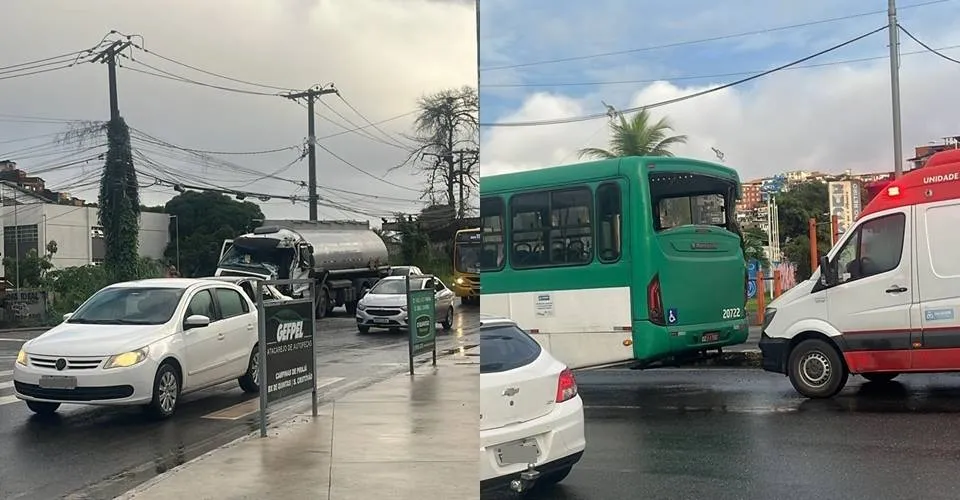 Colisão entre caminhão-tanque e ônibus deixa feridos na região do Largo do Retiro