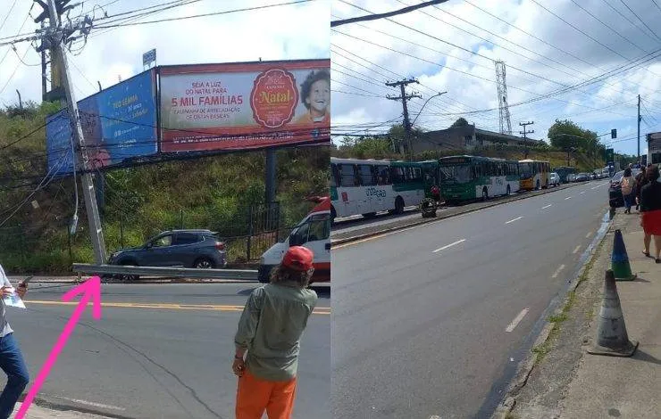 Avenida São Rafael tem trânsito congestionado após carro bater em poste da rede de energia elétrica