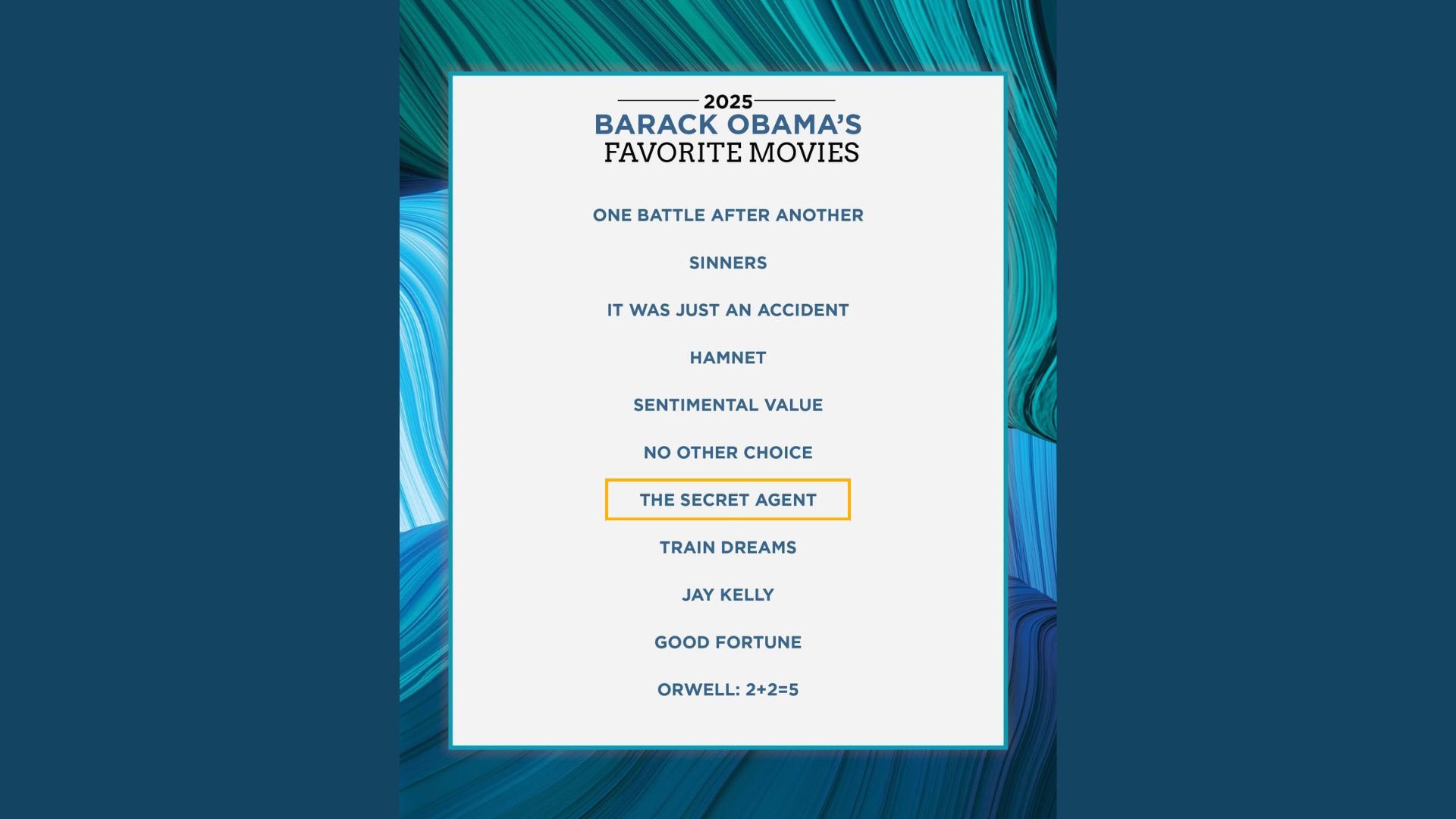 Filme brasileiro O Agente Secreto integra lista de filmes favoritos de Obama em 2025