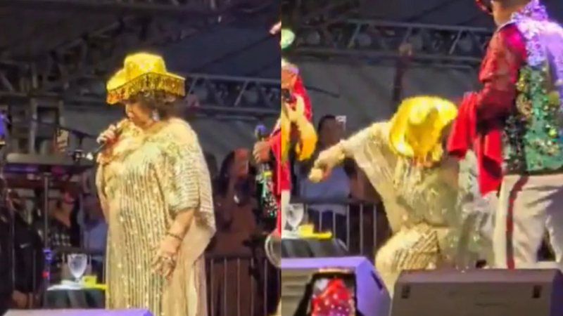 Video Alcione Sofre Queda Em Show Apos Retirada De Cadeira No Palco