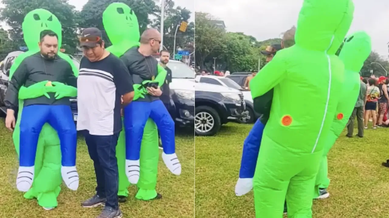 Policiais fantasiados de ET prendem suspeitos durante bloco de Ivete