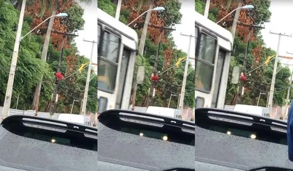 VÍDEO: Homem recebe descarga elétrica e cai de poste ao tentar fazer "gato" de energia 