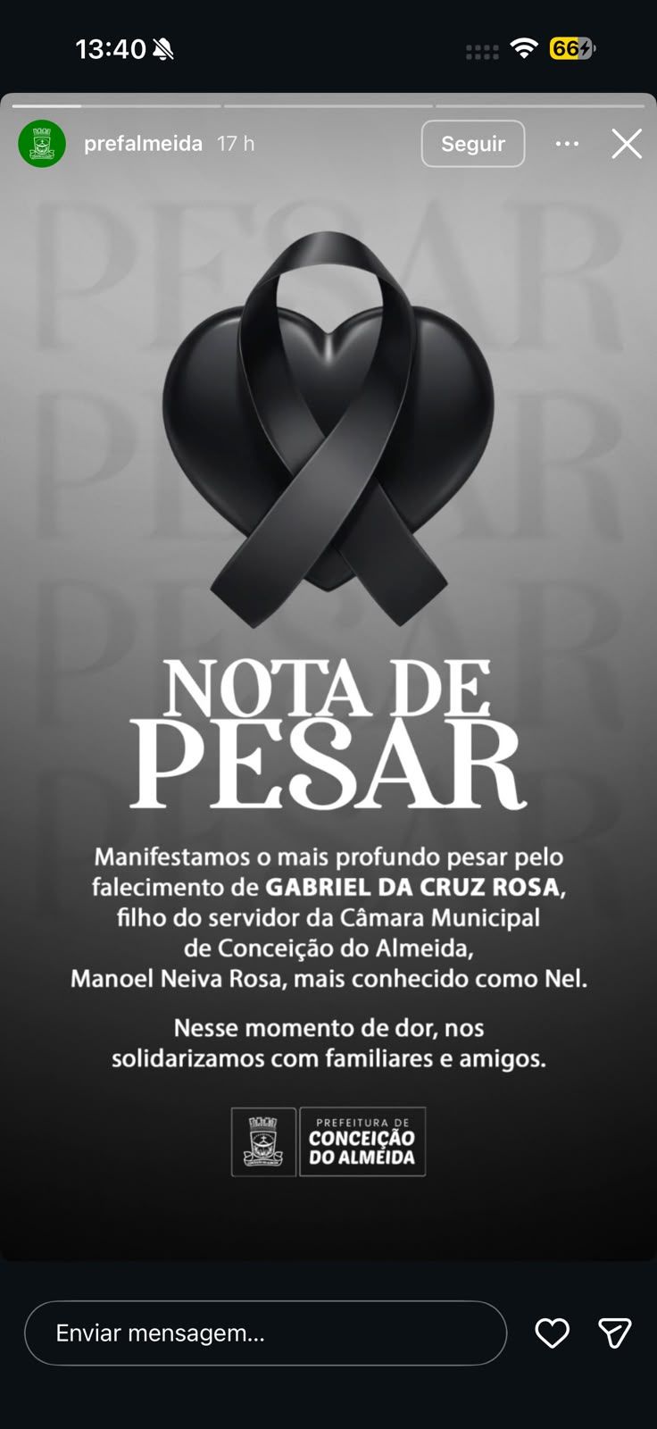 Nota De Pesar Concei&ccedil;&atilde;o Do Almeida