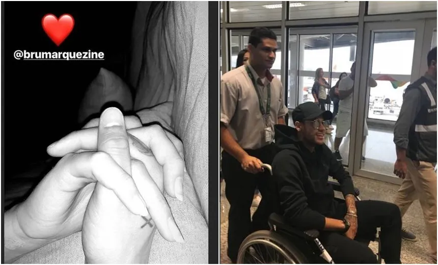 É O AMOR…: Neymar recebe a visita da namorada, Bruna Marquezine, antes de cirurgia