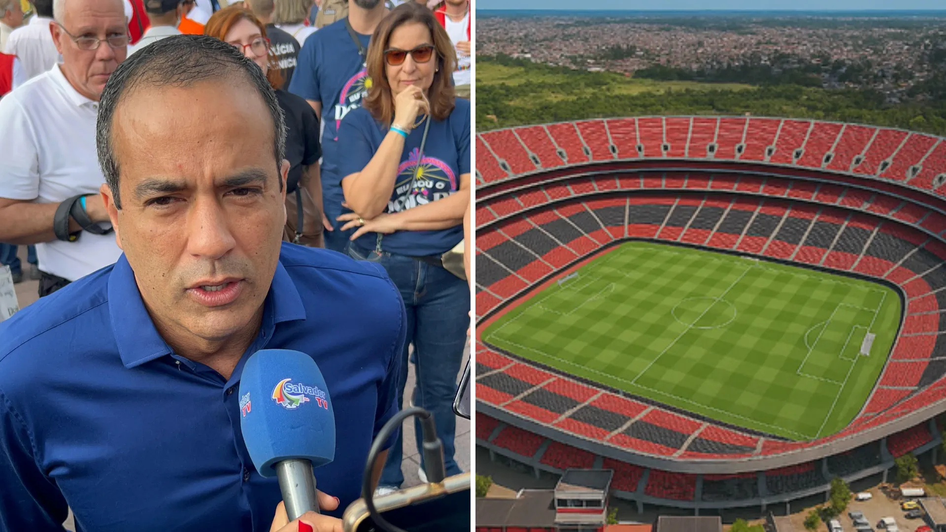 Bruno Reis fala sobre construção da Arena Barradão. Foto: Aratu On / TV Aratu 