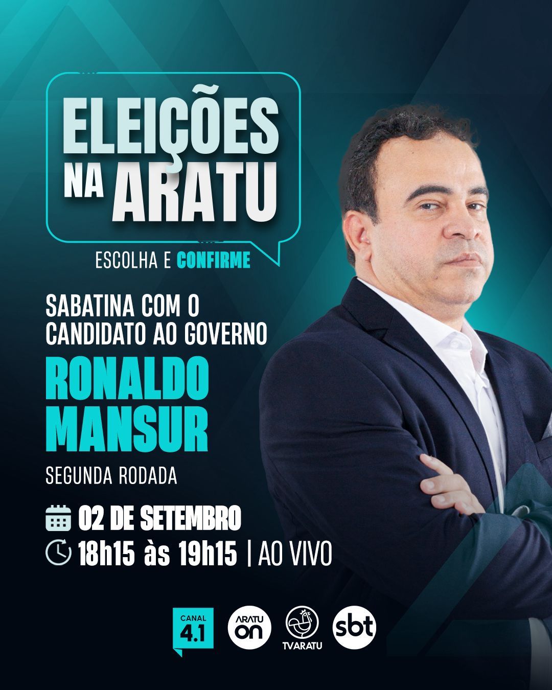 Ronaldo Mansur participa de sabatina na TV Aratu. Foto: Reprodu&ccedil;&atilde;o