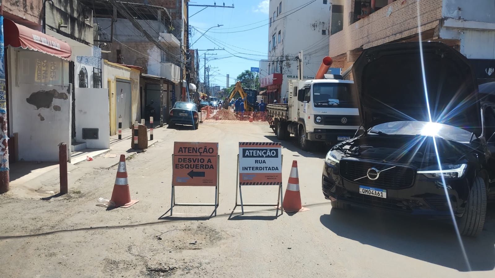Rua está interditada devido a obra. Foto: Divulgação / Embasa
