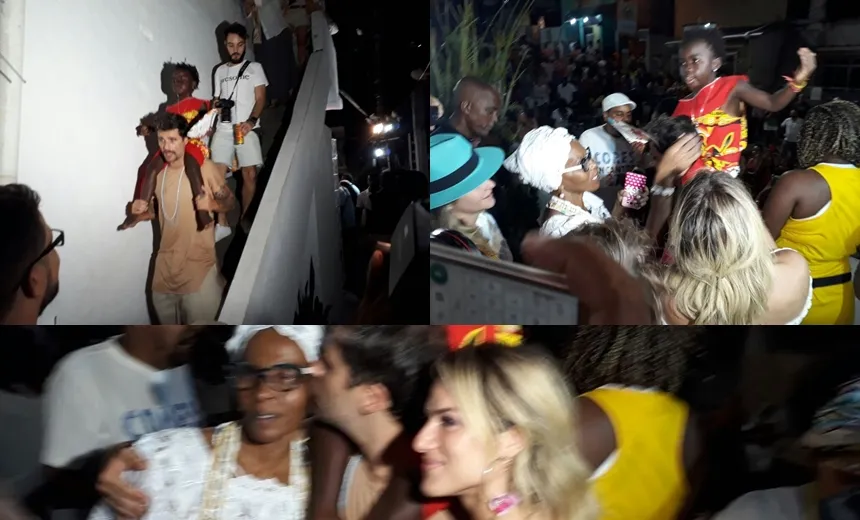REVERÊNCIA A MANDELA: Bruno Gagliasso e Giovanna Ewbank prestigiam saída do Ilê Aiyê