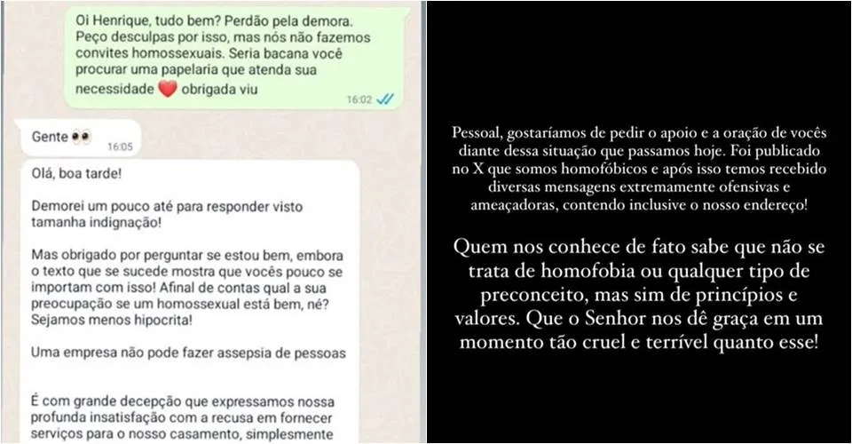 Casal gay denuncia papelaria que se recusou a realizar atendimento: 'não fazemos convites homossexuais'