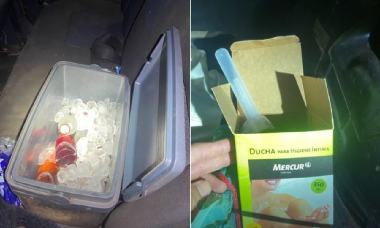 Bebidas e ducha íntima é encontrada no veículo que a menina foi abusada. Foto: Reprodução