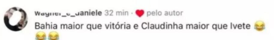 Claudia Leitte curte comentário que a coloca acima de Ivete Sangalo enquanto celebra a vitória do Bahia no Campeonato Baiano.