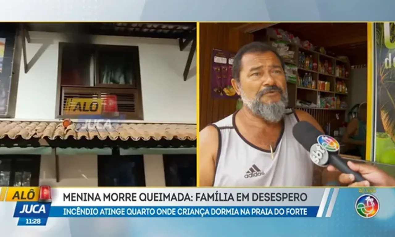 O corpo da criança foi encontrado carbonizado entre os escombros. | Foto: Reprodução/TV Aratu