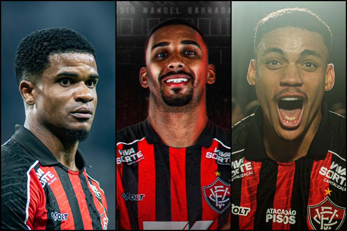 Jamerson, Matheusinho e Maykon Jesus são os laterais contratados pelo Vitória. Foto: Divulgação/EC Vitória