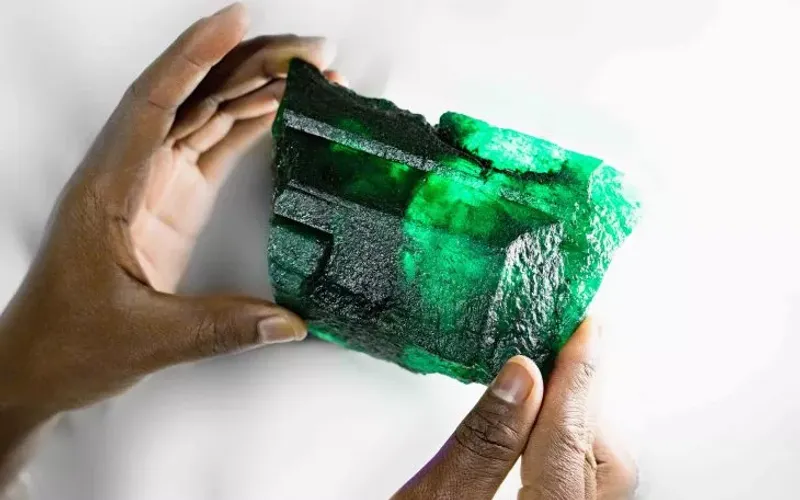 Apesar do tamanho impressionante, nem sempre grandes esmeraldas s&atilde;o totalmente lapid&aacute;veis, muitas possuem inclus&otilde;es internas que reduzem seu aproveitamento em joias/Foto: Divulga&ccedil;&atilde;o/Gemfields