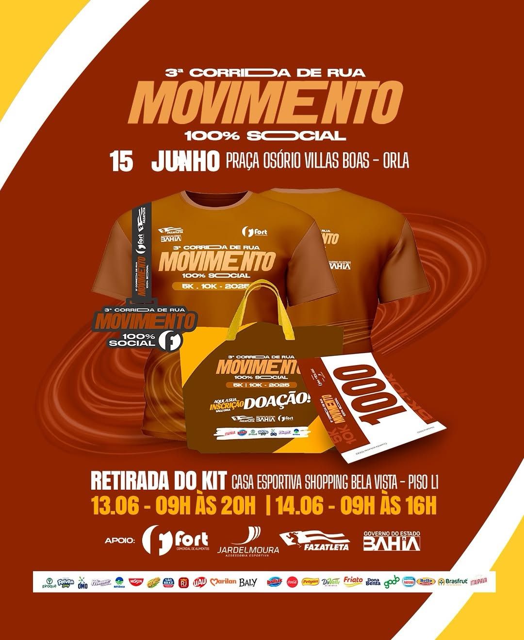 Kits da 3° edição da Corrida de Rua Movimento estão disponíveis para retirada. Foto: Divulgação / Instagram