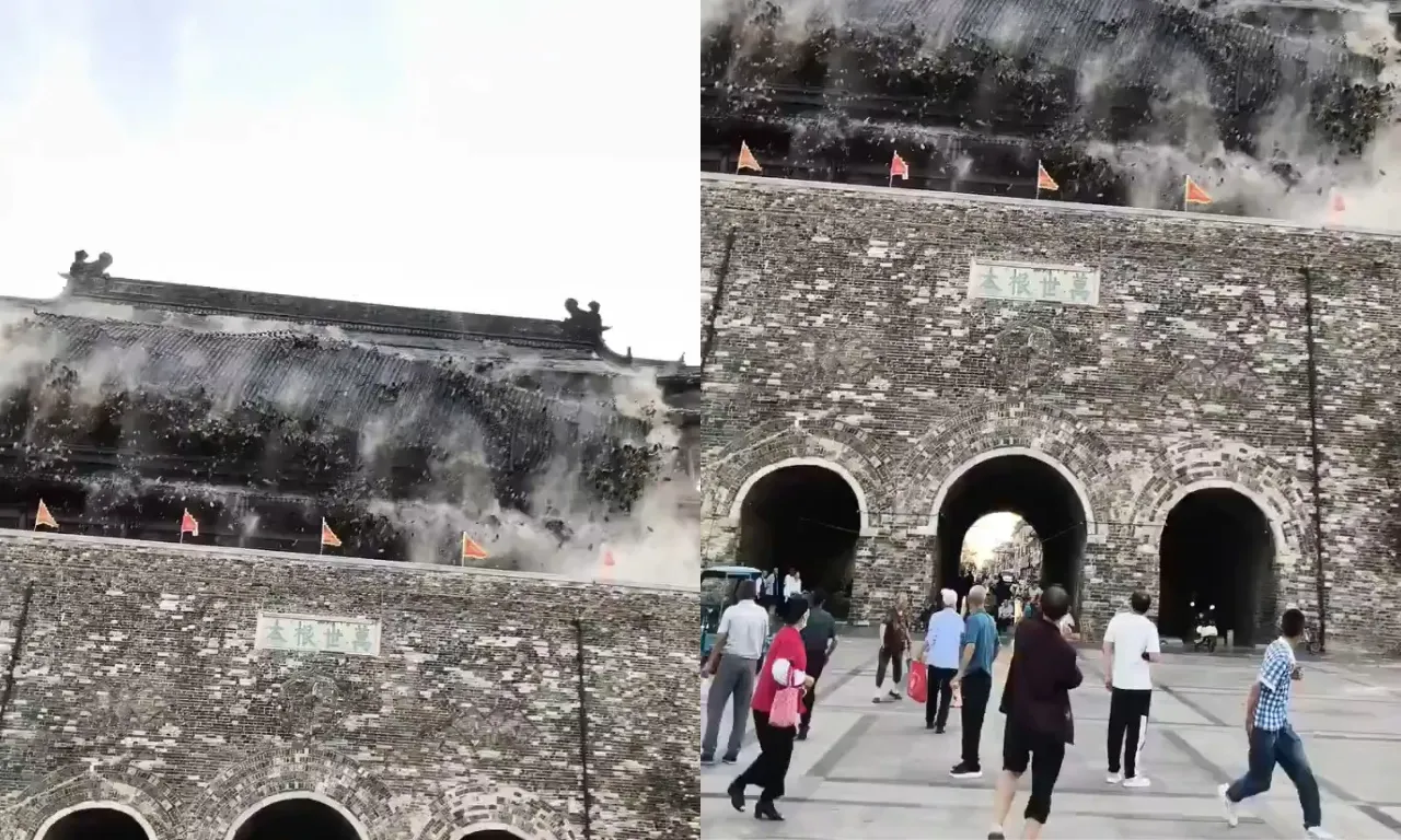 Torre chinesa de 650 anos desaba pouco depois de reforma milionária; veja