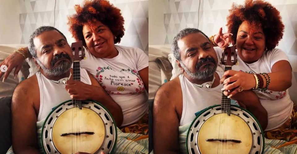 Arlindo Cruz toca banjo com ajuda da esposa e emociona fãs nas redes; confira o vídeo