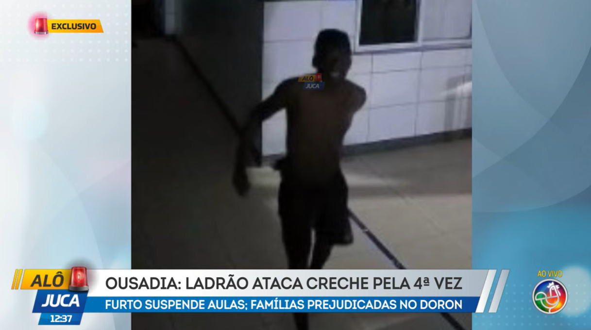 Creche é invadida pela 4ª vez em julho; suspeito furta ar-condicionado. Foto: Reprodução TV Aratu