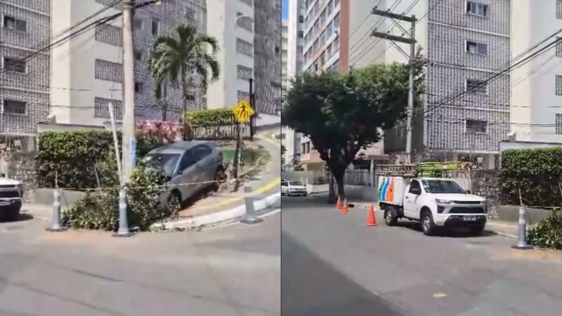 Idosa perde controle do carro e derruba portão do Shopping Barra; vídeo