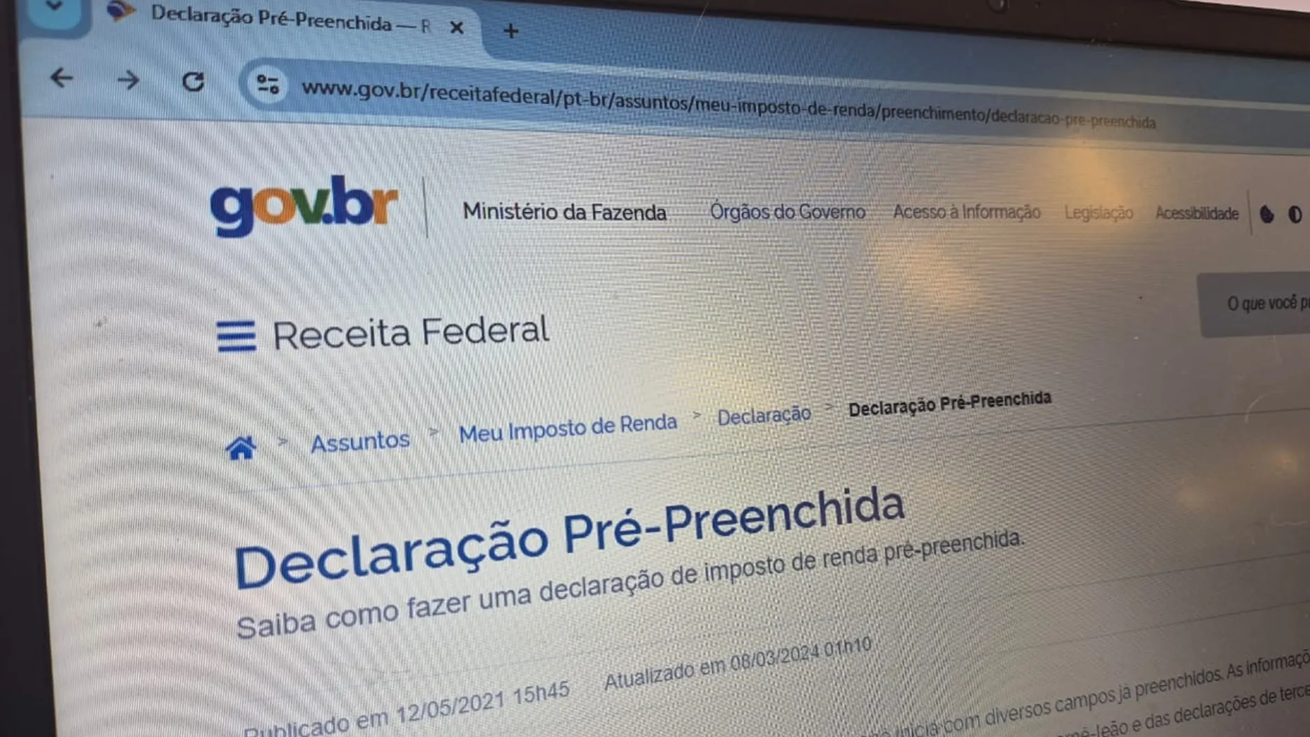 Declaração pré-preenchida do imposto de renda