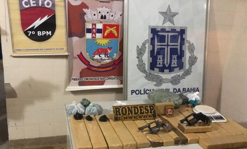 Operação policial apreende 26 kg de maconha e armas em Irecê