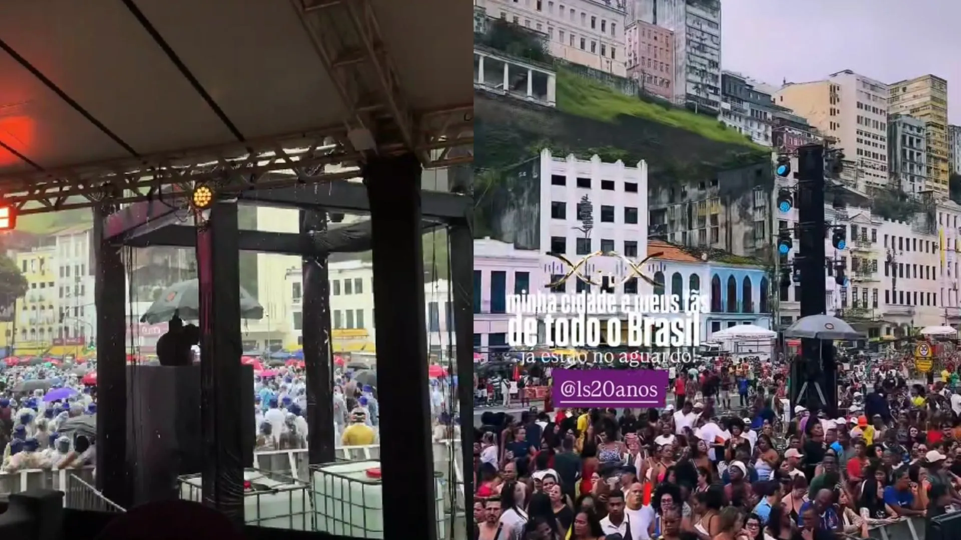 Chuva atrasa início de show de Leo Santana, mas fãs marcam presença