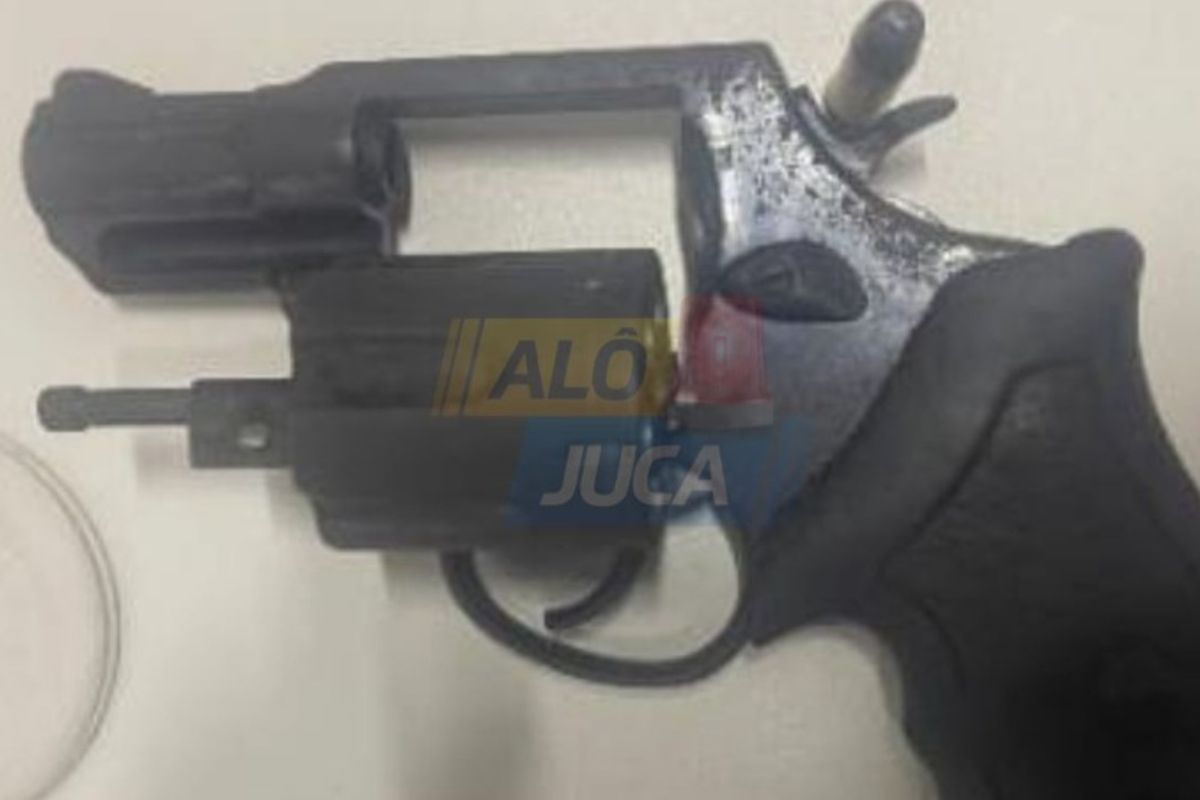Arma encontrada dentro de casa onde ocorreu viol&ecirc;ncia dom&eacute;stica. Foto: Reprodu&ccedil;&atilde;o | Al&ocirc; Juca