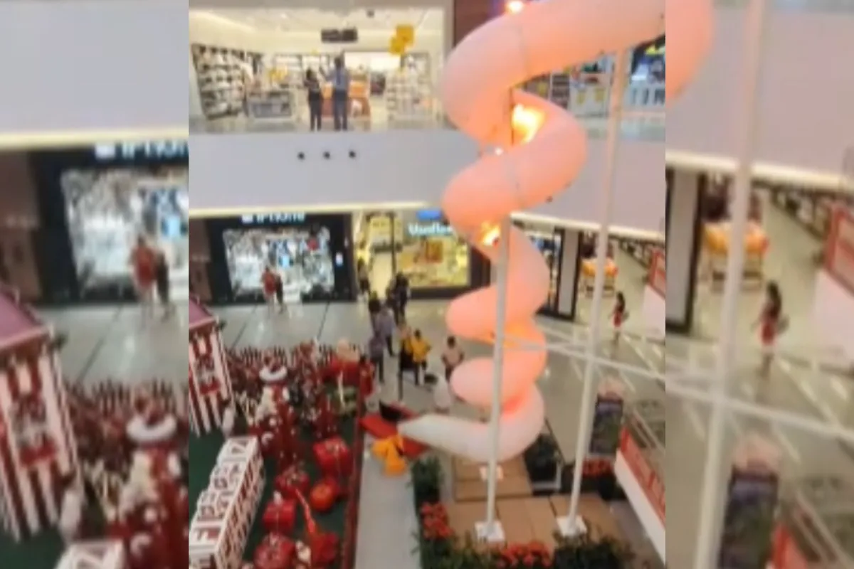 Escorrega gigante em shopping da RMS viraliza nas redes sociais