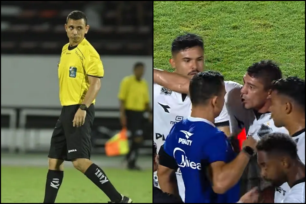 &Aacute;rbitro de Vit&oacute;ria x ABC diz que foi agredido por jogador: &lsquo;belisc&atilde;o no peito&rsquo;. Foto: Divulga&ccedil;&atilde;o e TV Aratu