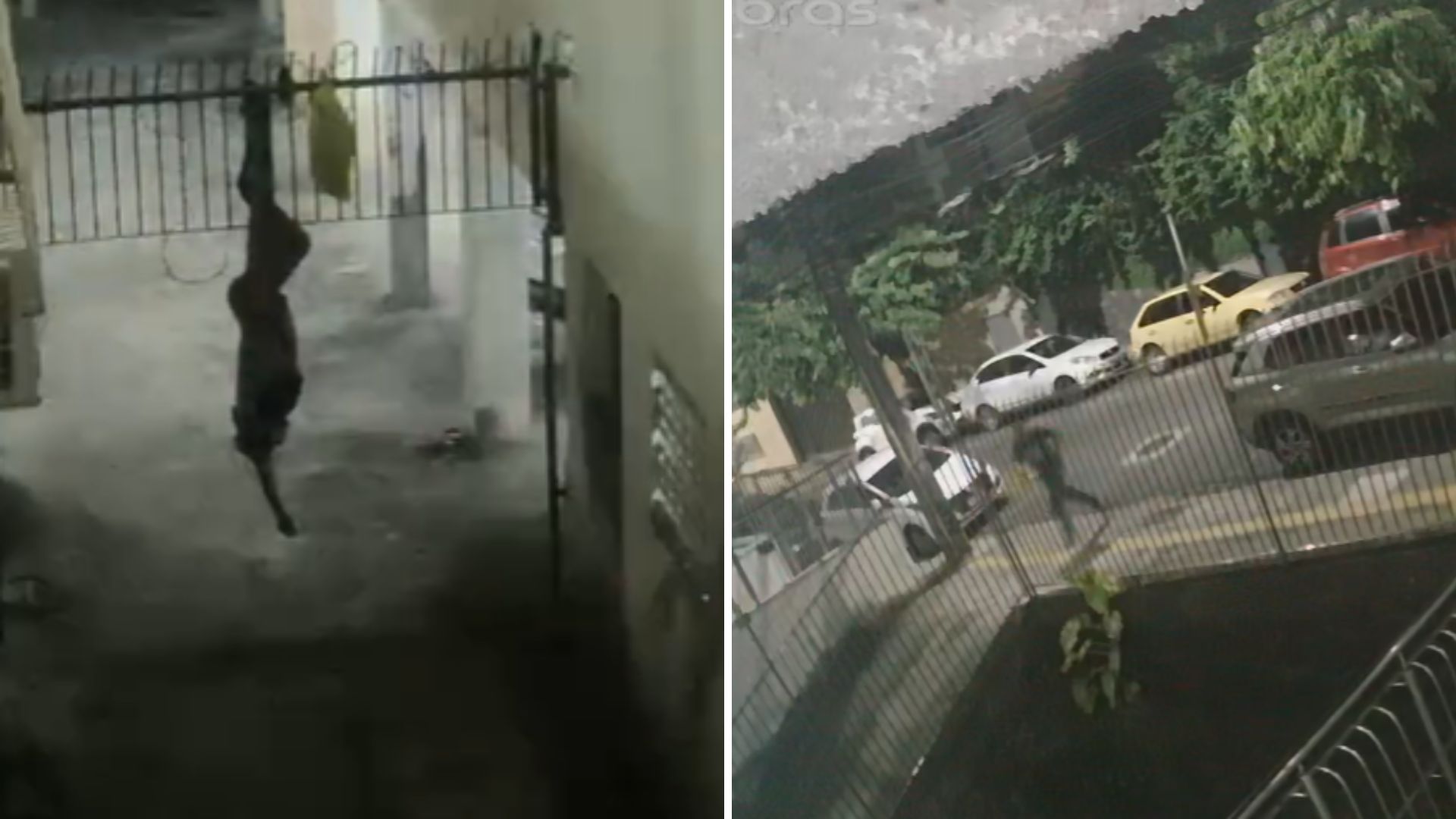 Homem fica preso em port&atilde;o ap&oacute;s tentar invadir pr&eacute;dio na Gra&ccedil;a. Foto: Redes sociais