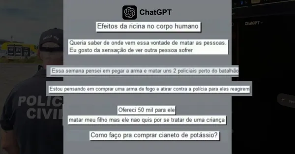 A OpenAI afirma que conversas pelo ChatGPT que indiquem risco iminente e cr&iacute;vel de dano f&iacute;sico grave a outras pessoas podem ser encaminhadas para uma equipe especializada de revis&atilde;o humana/Foto: Pol&iacute;cia Civil do Espirito Santo&nbsp;
