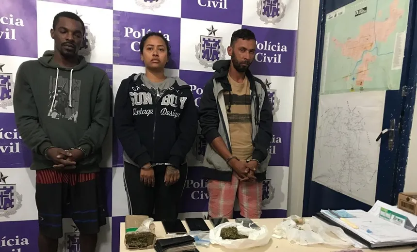 Polícia prende trio acusado de tráfico de drogas, em Seabra 