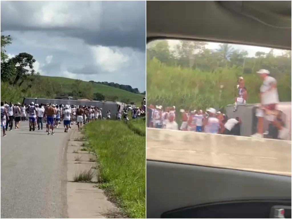 Ônibus da Bamor capota a caminho do jogo entre Sport x Bahia