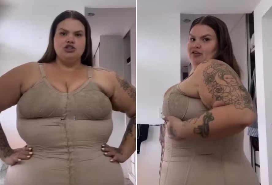 Thais Carla mostra detalhes do corpo com cinta modeladora. Foto: Redes sociais 