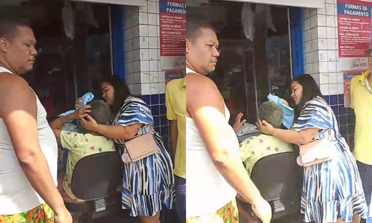 Idosa fica ferida após parte do teto de mercado desabar. Foto: Reprodução