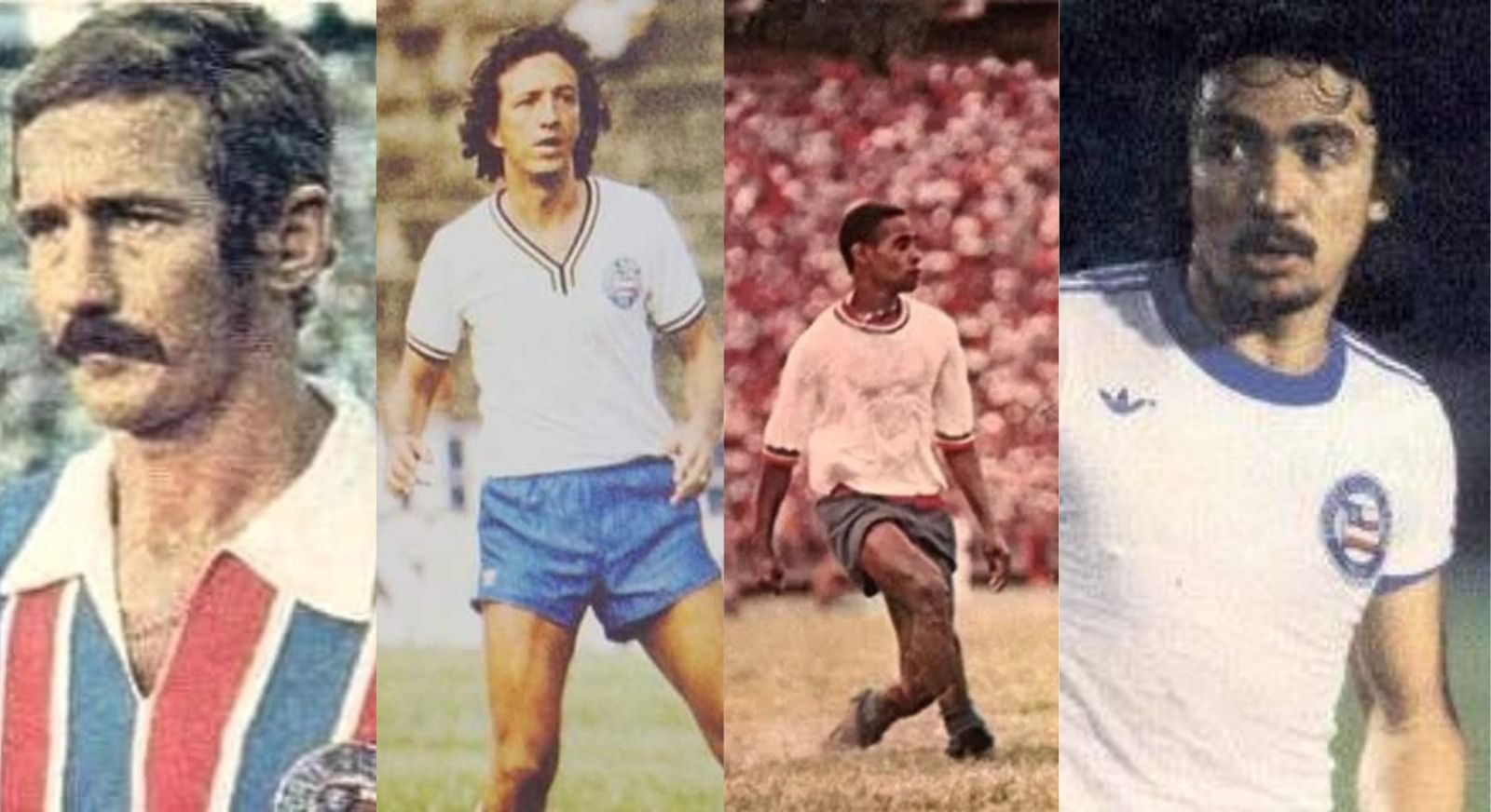 Ídolos do Bahia, Roberto Rebouças, Douglas, Baiaco e Beijoca, marcaram épocas no Tricolor. Foto: Reprodução