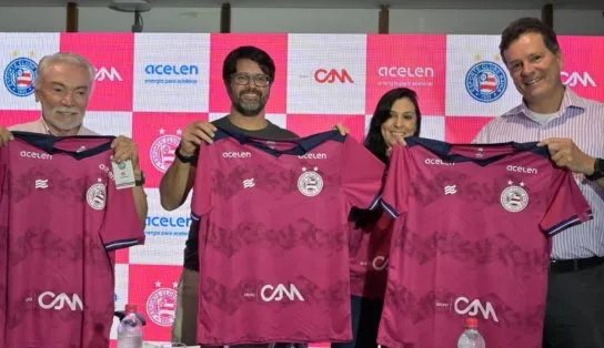 Bahia lança novo uniforme e firma parceria para auxiliar no combate e tratamento ao câncer de mama