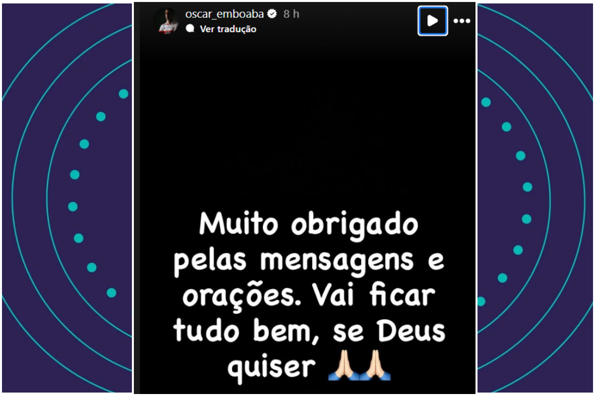 postagem do meia Oscar, do São Paulo, nas redes sociais. Foto: Redes Sociais