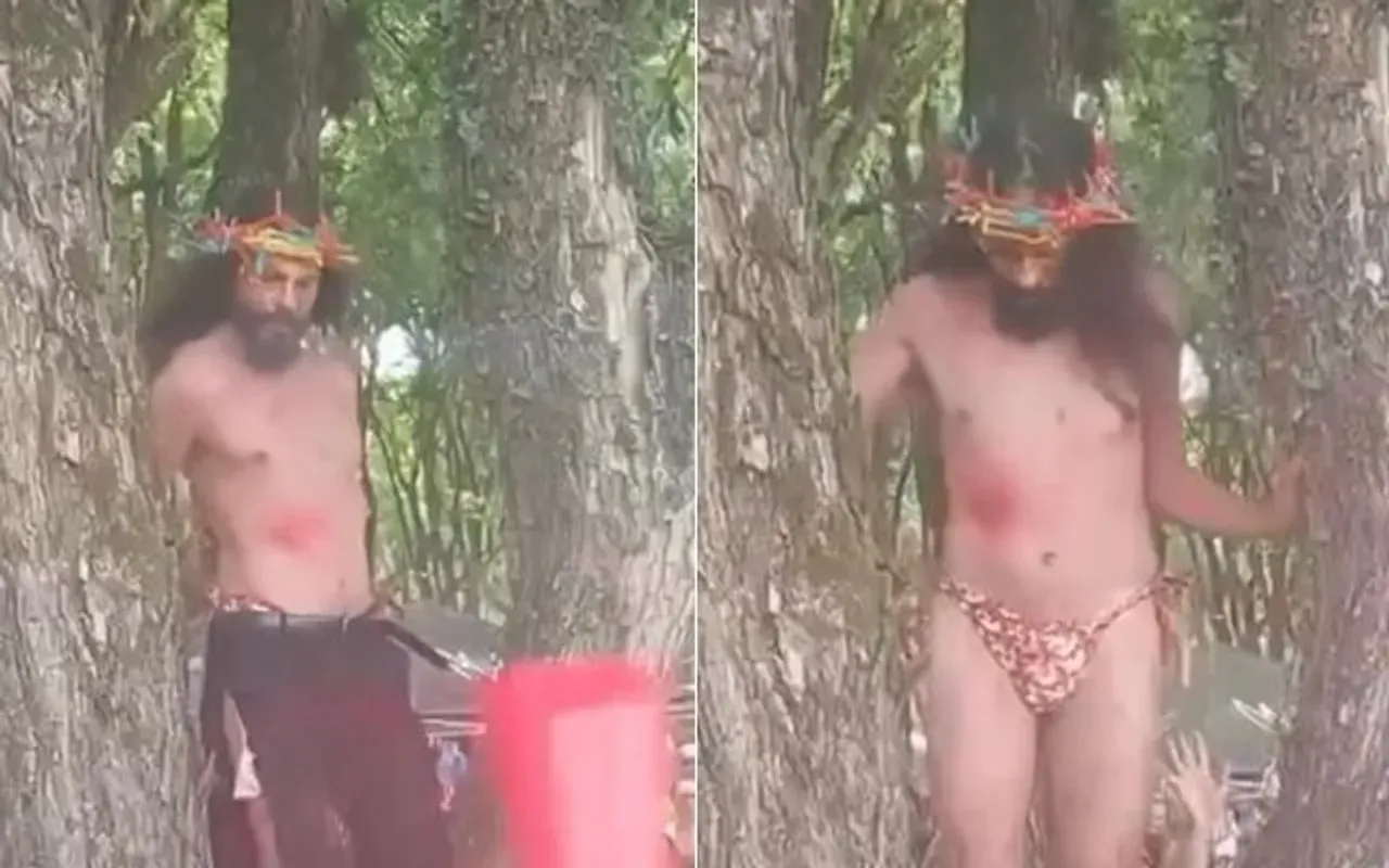 Homem foi caracterizado de Jesus Cristo | Foto: Reprodução