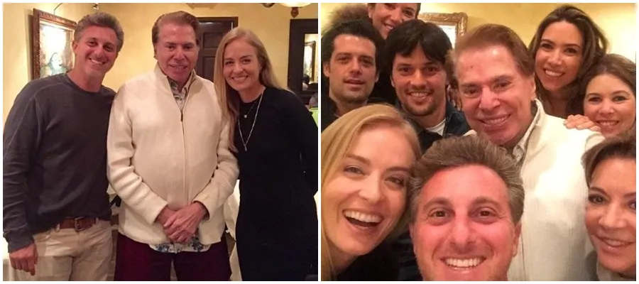 Luciano Huck e Angélica tietam Silvio Santos durante as férias