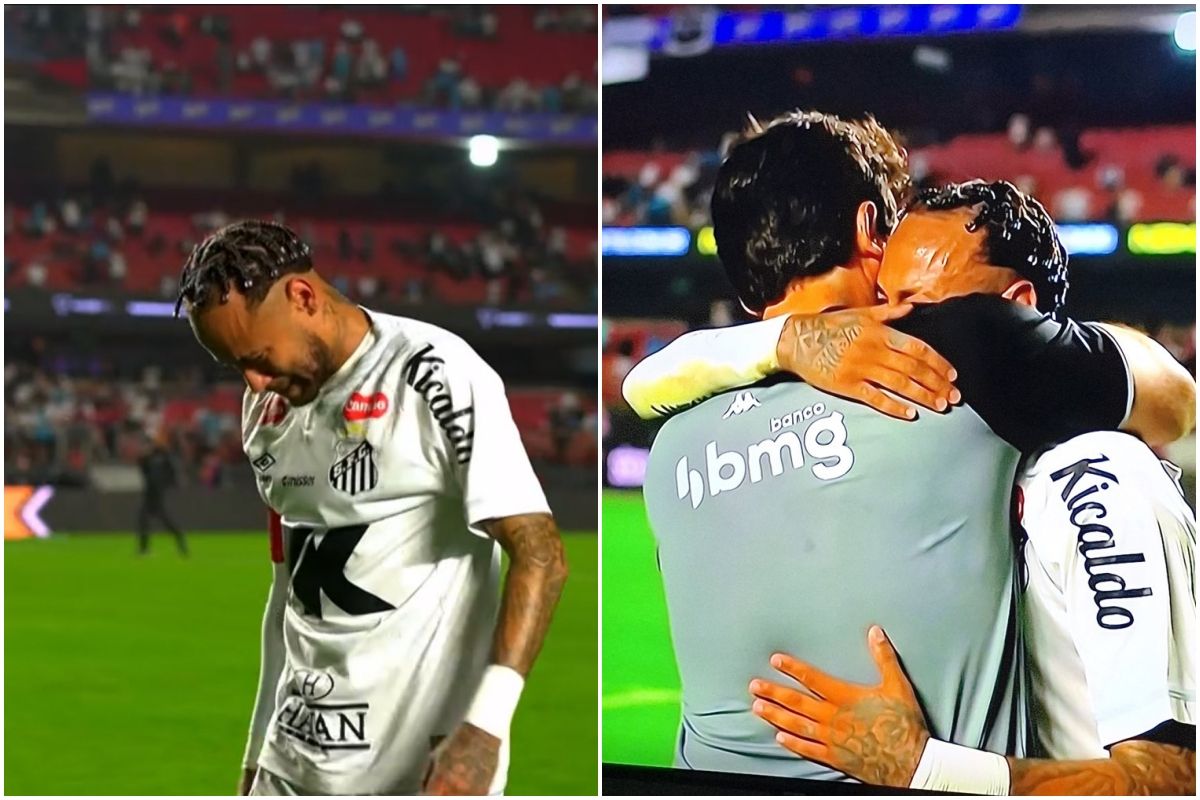 Após o final da goleada do Vasco sobre o Santos, Neymar saiu de campo chorando. Foto: Redes Sociais