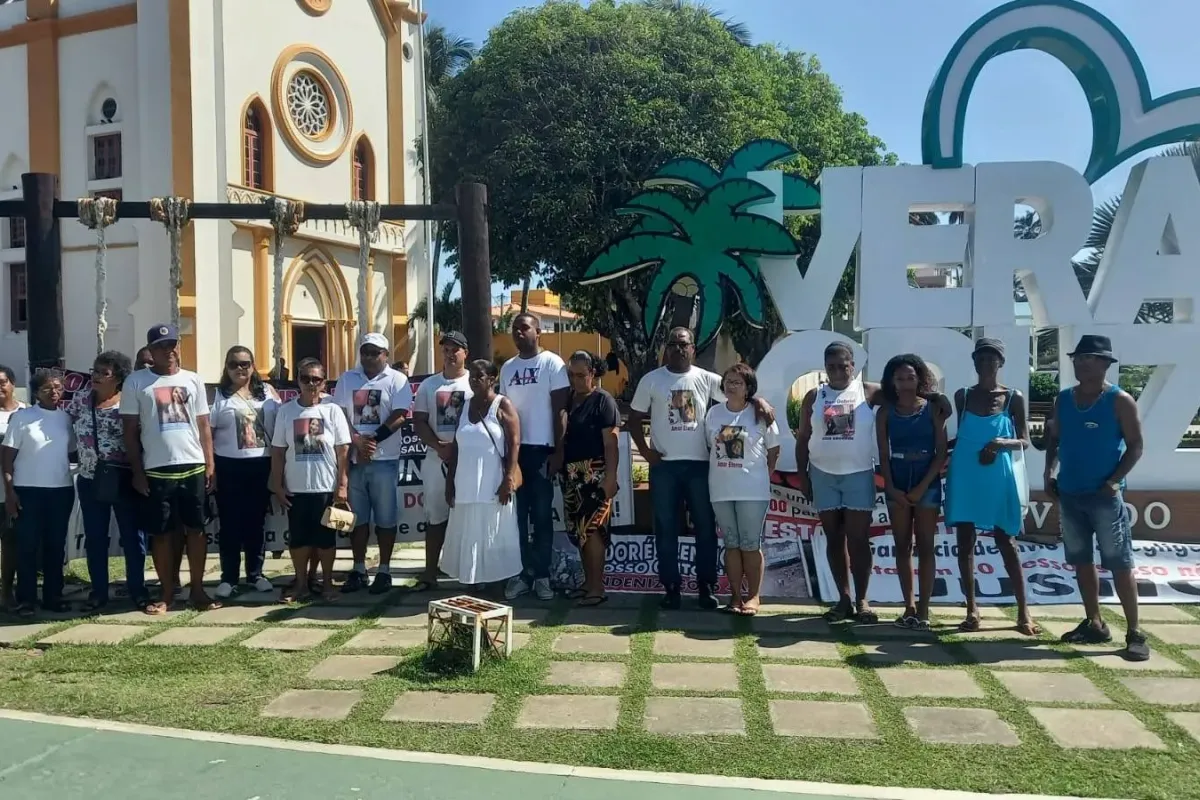 Protesto realizado em 2023 na Pra&ccedil;a de Mar Grande. Foto: Reprodu&ccedil;&atilde;o | TV Aratu