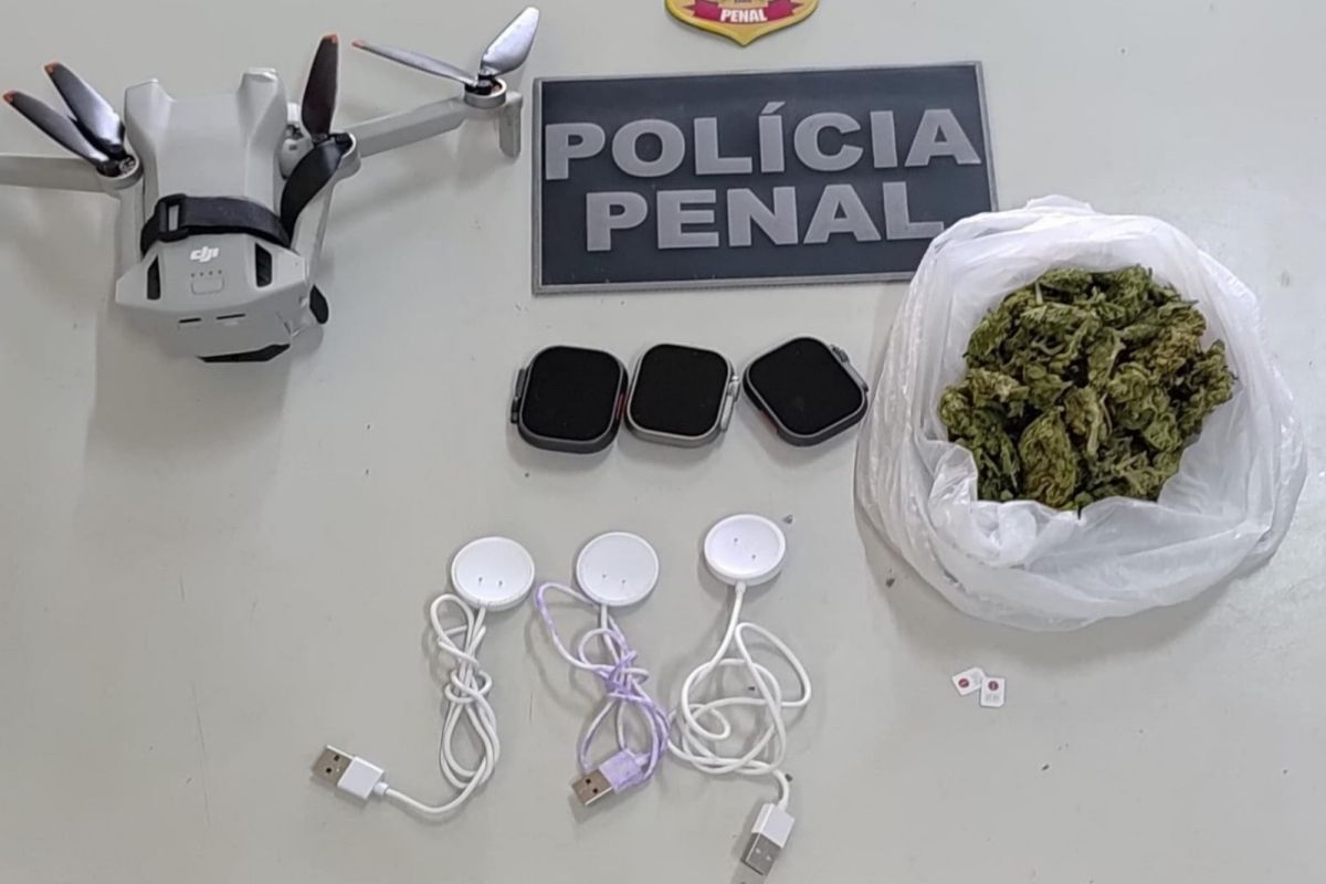 O drone que levva drogas para o Presídio de Salvador foi interceptado por policiais penais neste domingo. Foto: Divulgação/Seap
