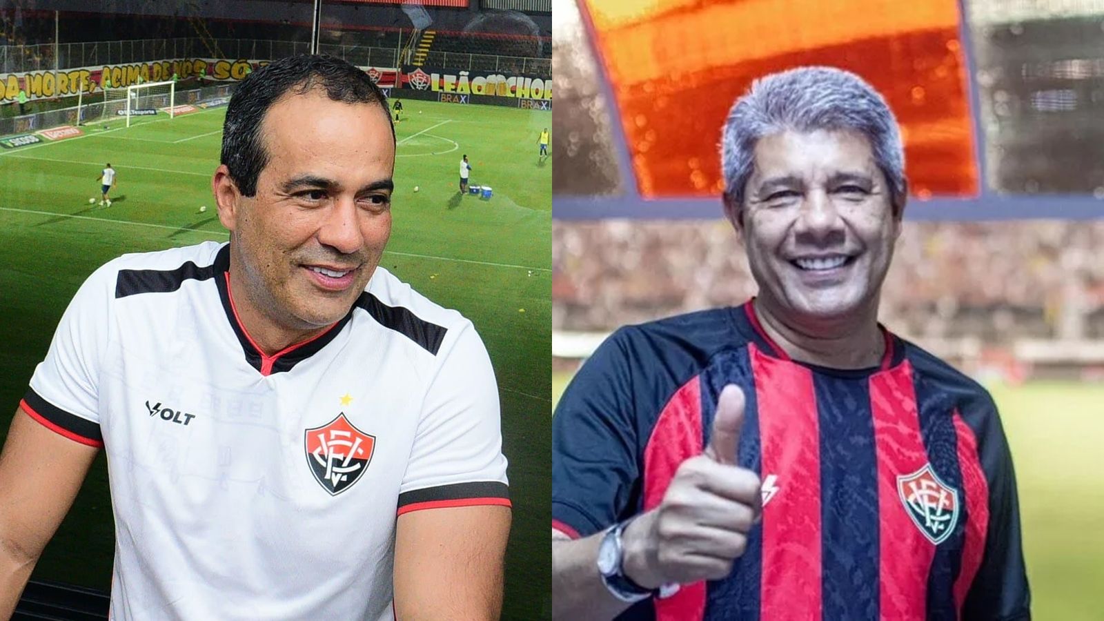 Bruno Reis e Jerônimo Rodrigues se encontrarão com Fábio Mota para discutir Arena Barradão | Fotos: Valter Pontes/Secom e Victor Ferreira/EC Vitória