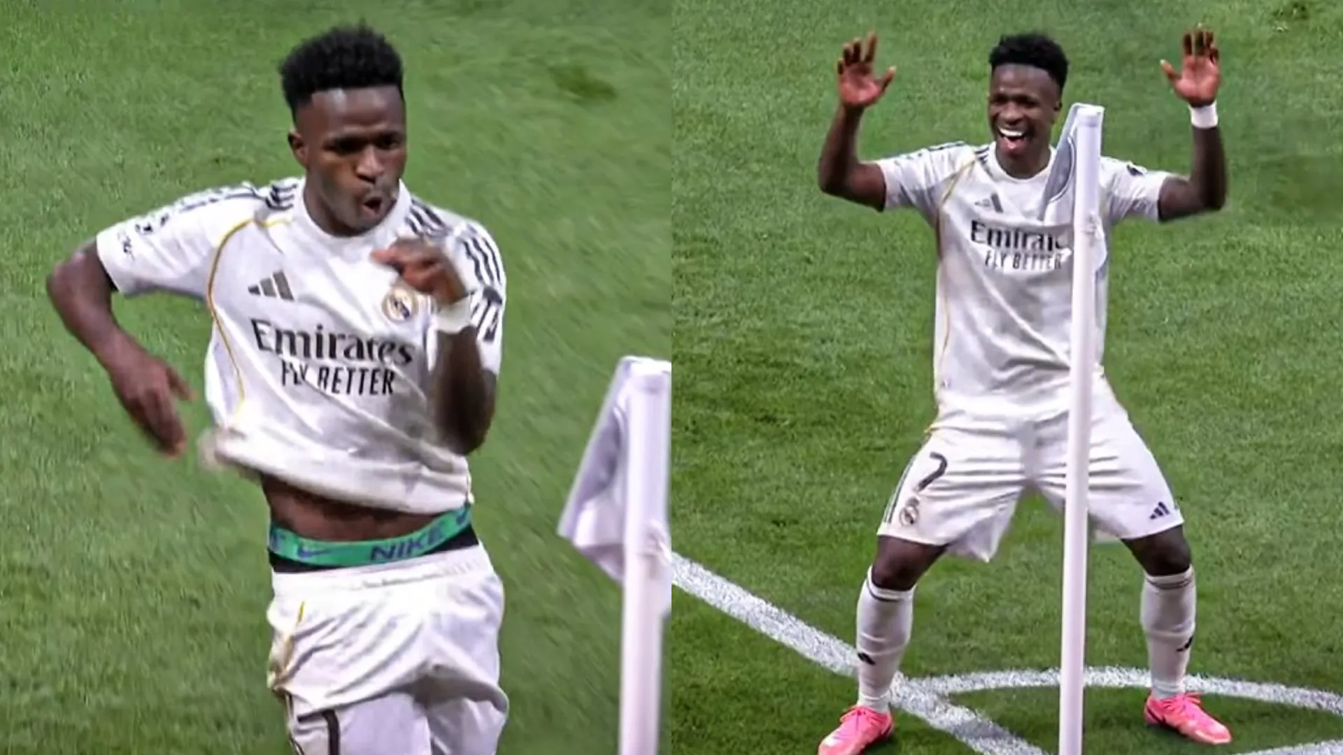 Vini Jr fez gol e repetiu dança em jogo contra o Benfica na Champions