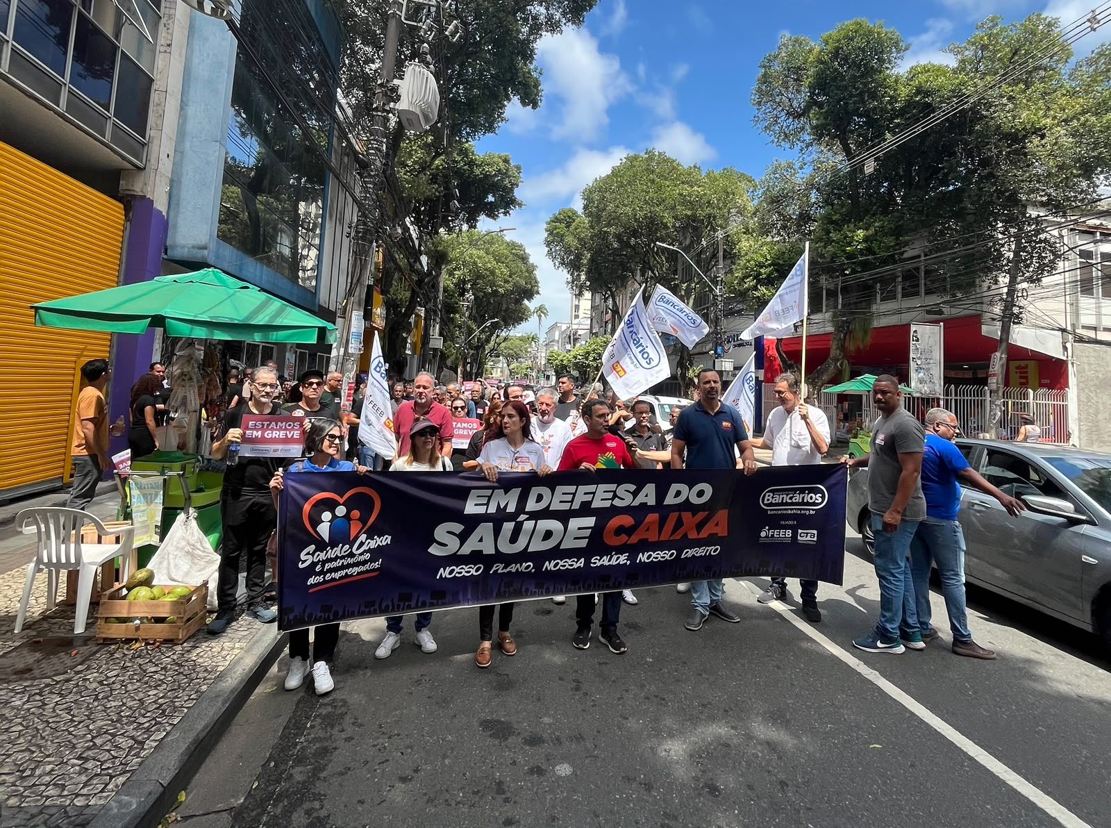 Bancários Da Caixa Realizam Passeata Da Av. Sete. | Foto: Reprodução SBBA
