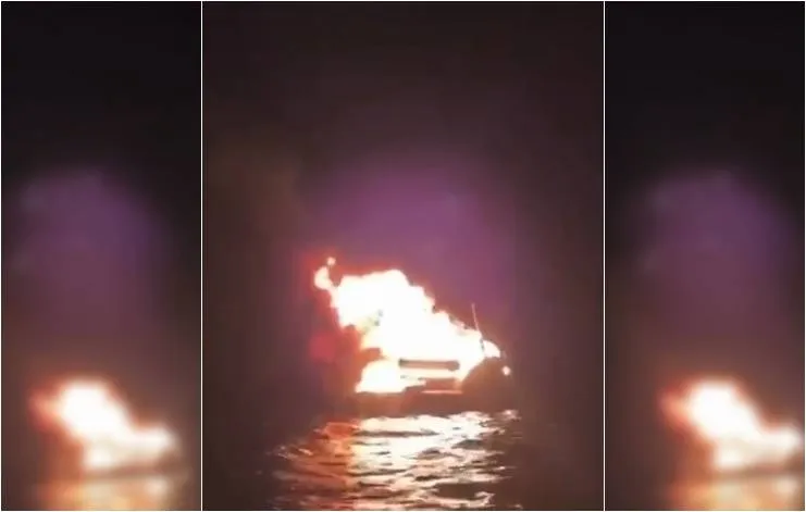 Lancha que seguia para Itaparica pega fogo durante travessia neste domingo